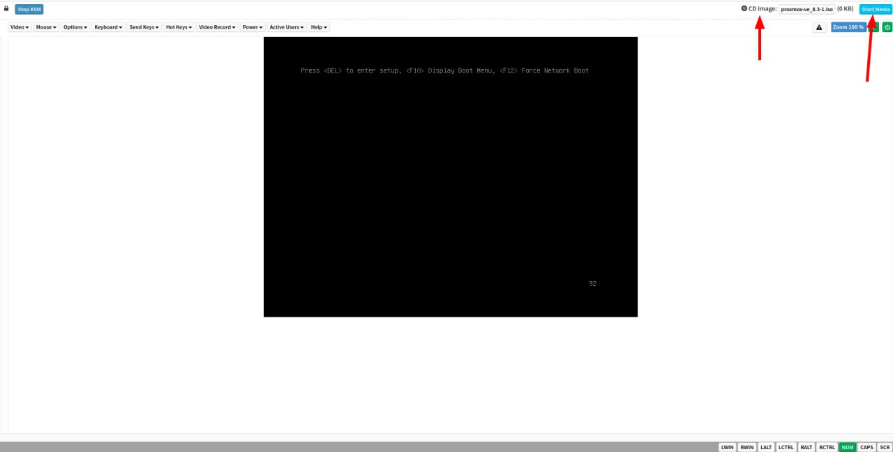 Montar la ISO desde la interfaz KVM