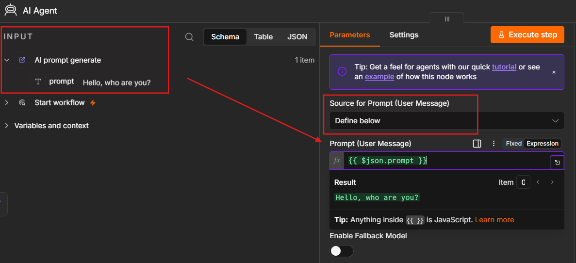 3.0 Connect Set node to AI Agent