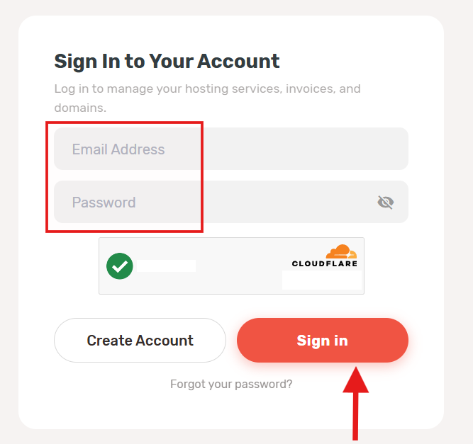 Login page with new credentials